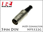 Neutrik REAN・NYS322G ノイトリック 5pin MIDI DIN プラグ ゴールド