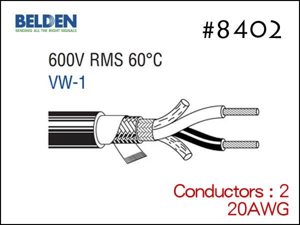 BELDEN ベルデン #8402 2芯シールド ケーブル 切り売り 1m～